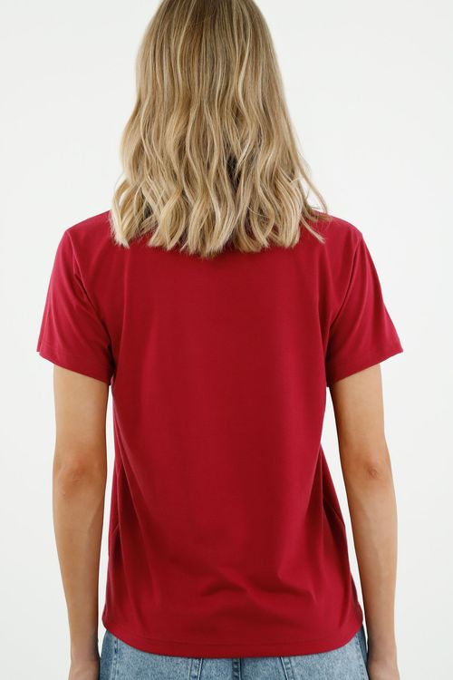 Camiseta con gráfico localizado roja para mujer