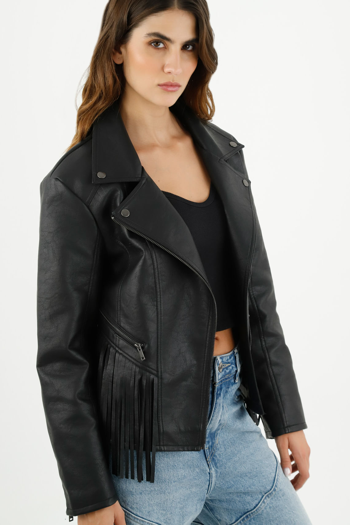 CHAQUETA BIKER MUJER NEGRO