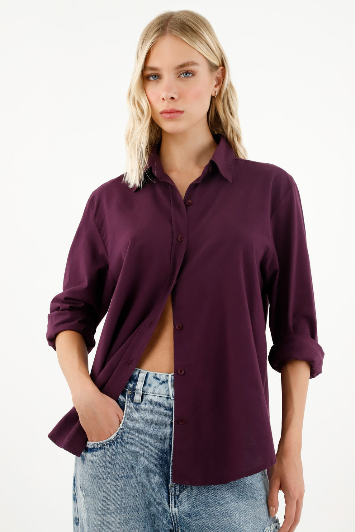 Camisa morada online mujer