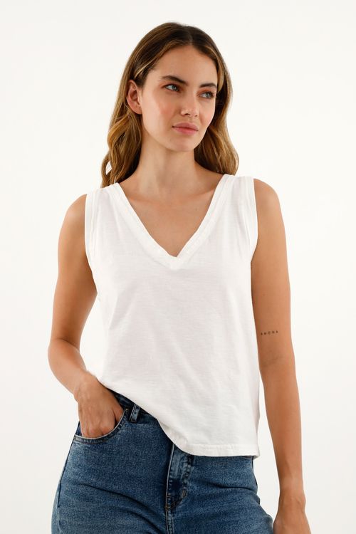 Camiseta crudo manga sisa para mujer