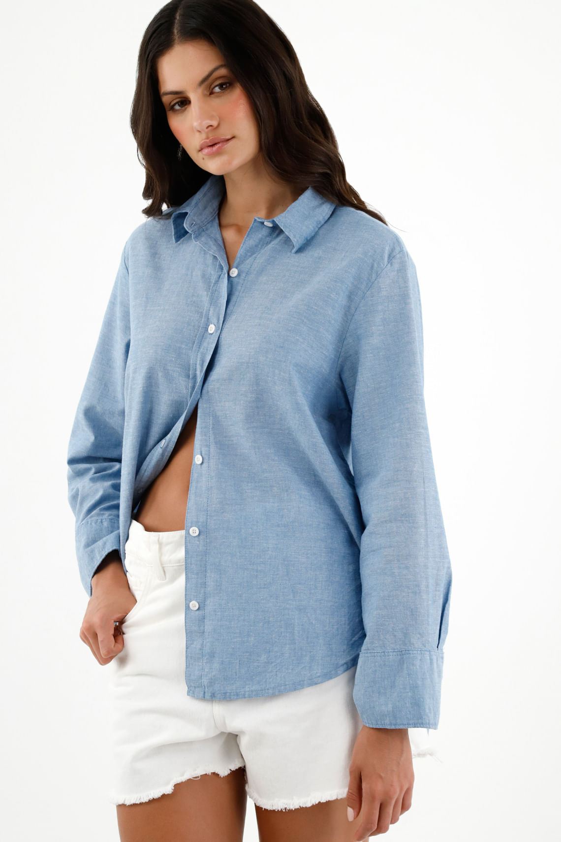 Camisa azul para online mujer