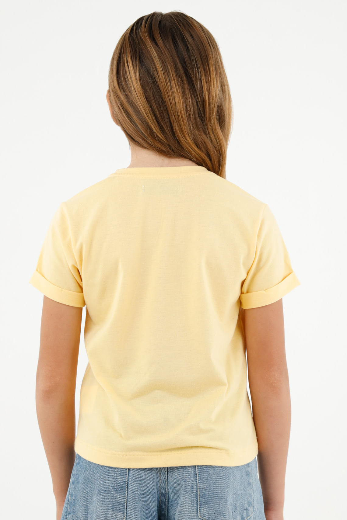 Camiseta básica amarilla niña Amarillo