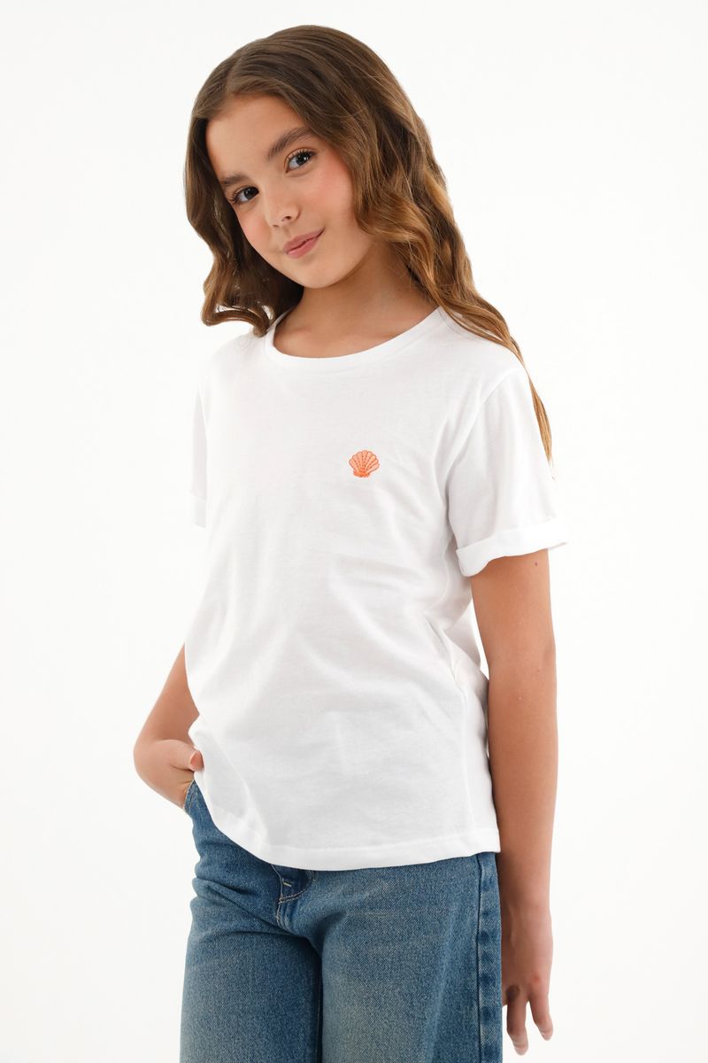 Camiseta discount blanca bordada