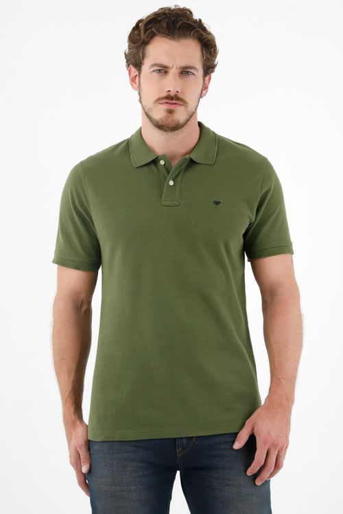 Polo verde con raqueta multicolor para hombre