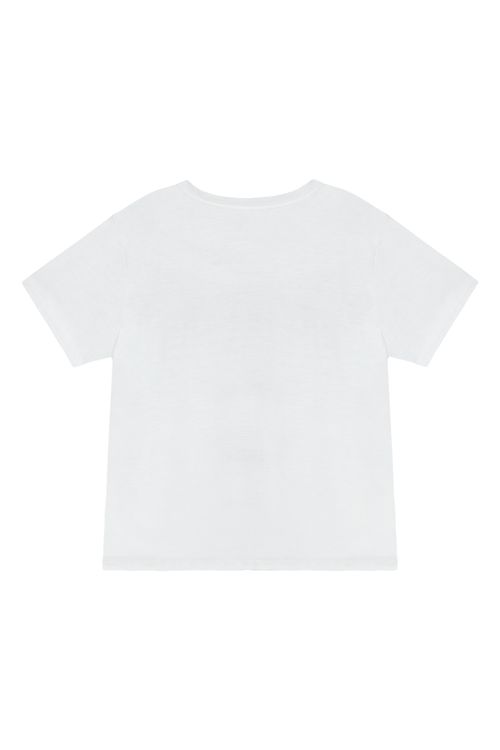 Camiseta blanco estampada en frente para mujer