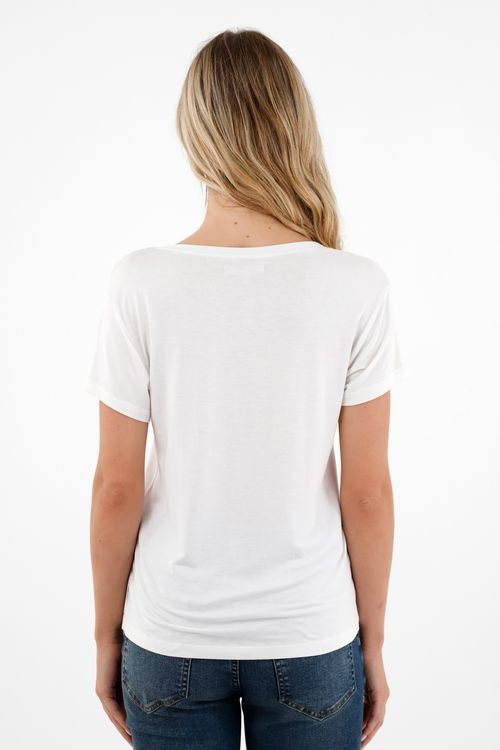 Camiseta blanca cuello V para mujer