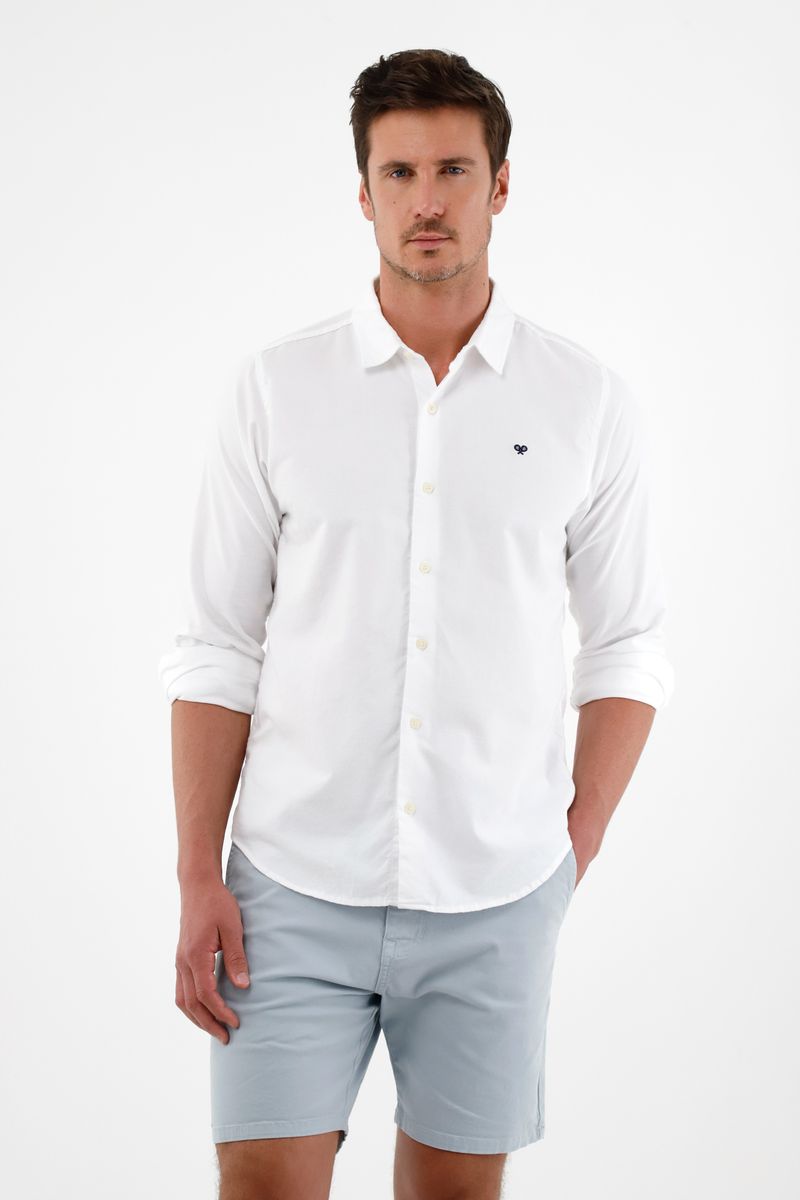 Camisa blanca manga larga para hombre