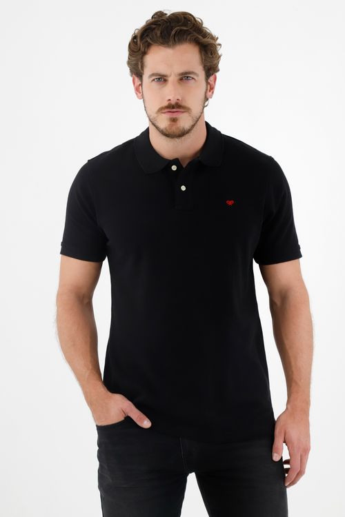 Polo negra multicolor para hombre