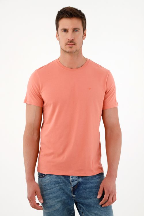 Camiseta rosada manga corta para hombre