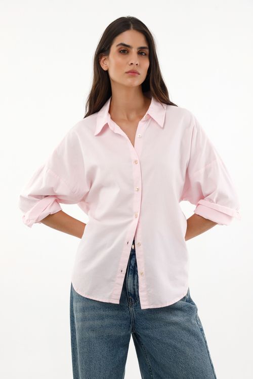 Camisa clásica rosada para mujer