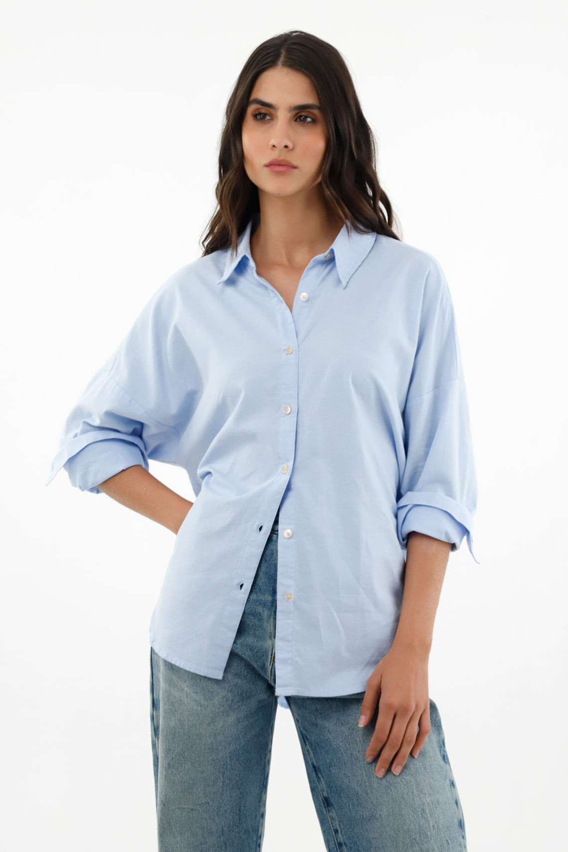 Fashion camisa azul mujer