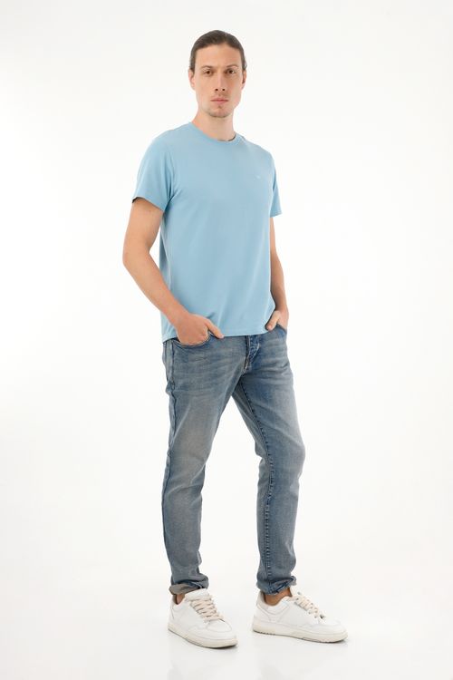 Jean Skinny tiro medio azul para hombre