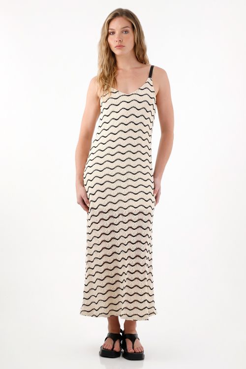 Vestido largo tejido multicolor para mujer