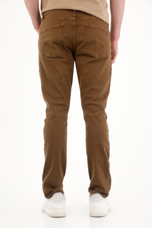 Pantalón Recto cinco bolsillos café para hombre