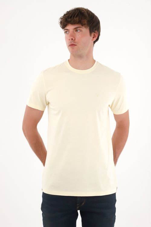 Camiseta manga corta en 100% algodón amarilla para hombre