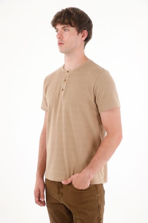 Camiseta en tela tejida café para hombre