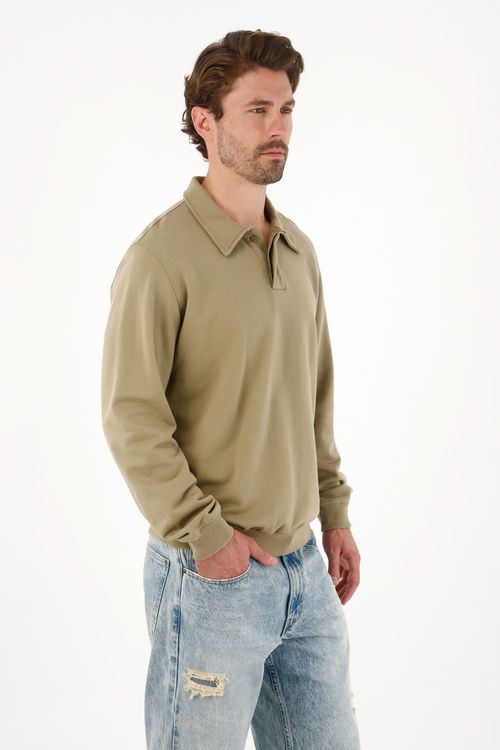 Buzo tipo polo verde para hombre