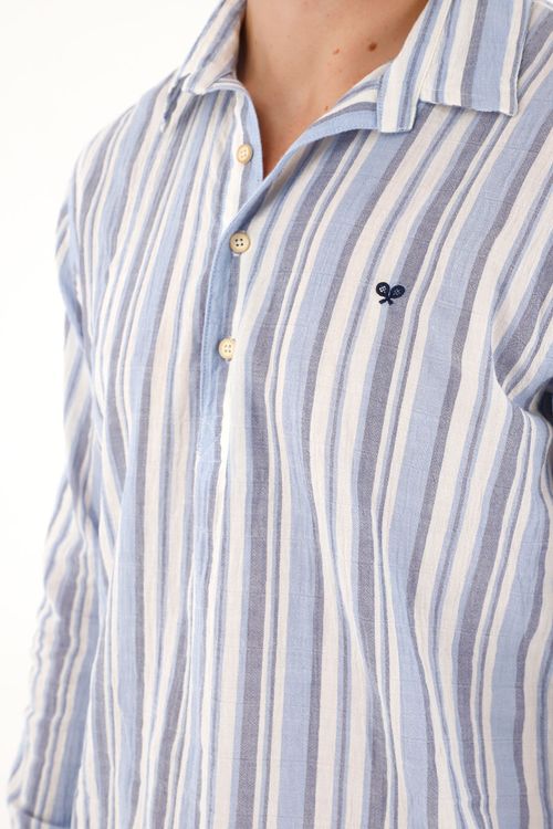 Camisa manga larga con diseño a rayas para hombre