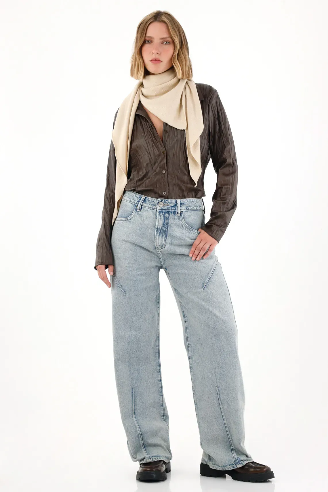 Pantalones Colombianos Azul Claro Jeans Anchos Para Mujer Bogotá