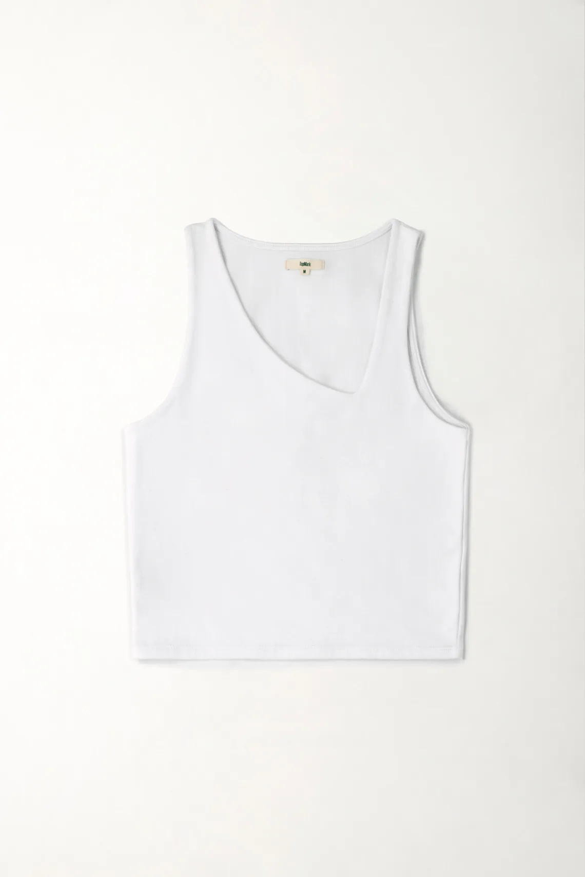 Camiseta crop en rib blanca para mujer